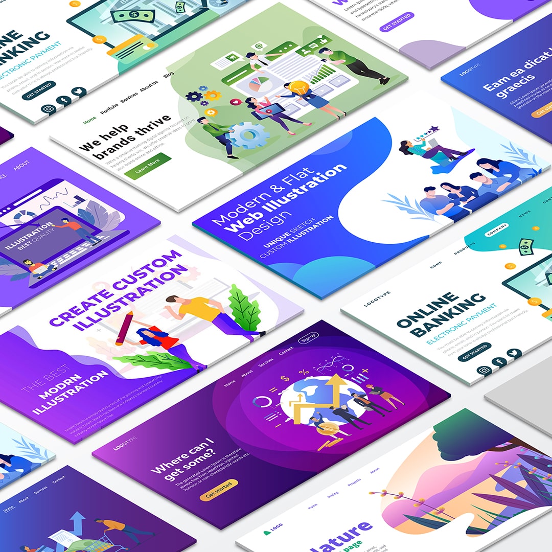 Flat Web Illustration for Finance Banking Website